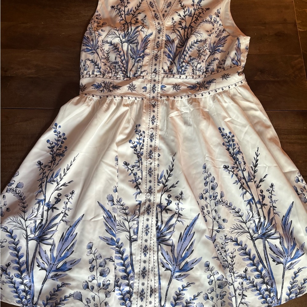 Cupshe- Floral Watercolor Sleeveless Standing Collar Mini Dress, Large, NWT